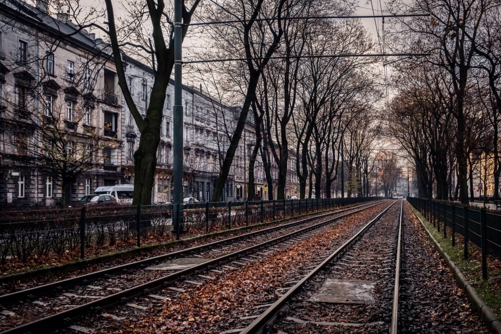 Binari del tram a Cracovia